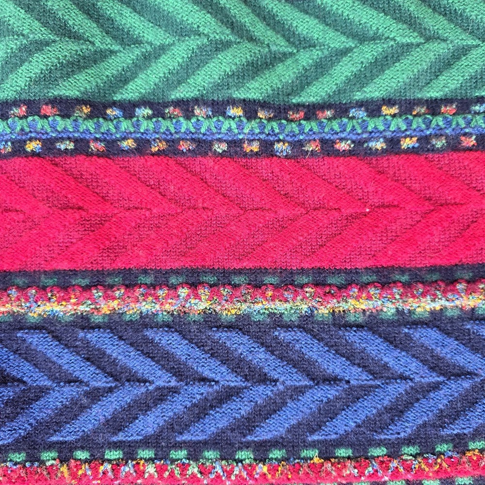 Norm Thompson Sweater Size M Colorful Red Green Striped 90s Wool Retro Grandpa - Picture 6 of 10